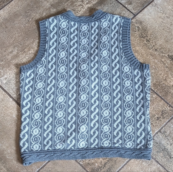 Woolrich Sweater Vest Women's Charcoal Heather Cotton Cable Knit Size L. - Picture 2 of 15